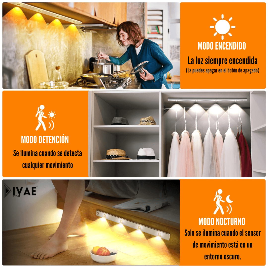 2 LED Recargable con Sensor de Movimiento y Efecto Montaña - 60cm