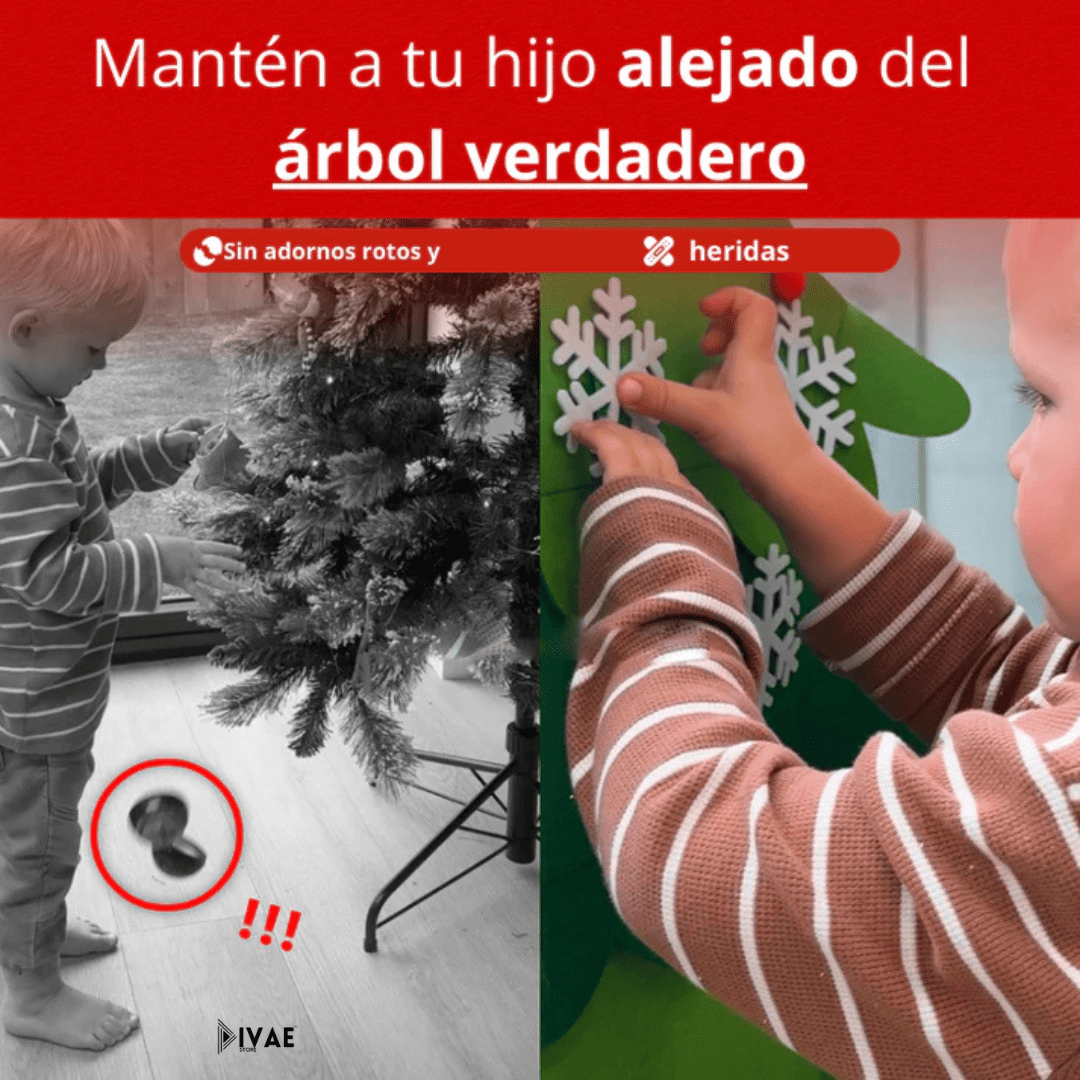 Árbol de navidad Montessori con 25 Adornos + luces LED 3m (REGALO)